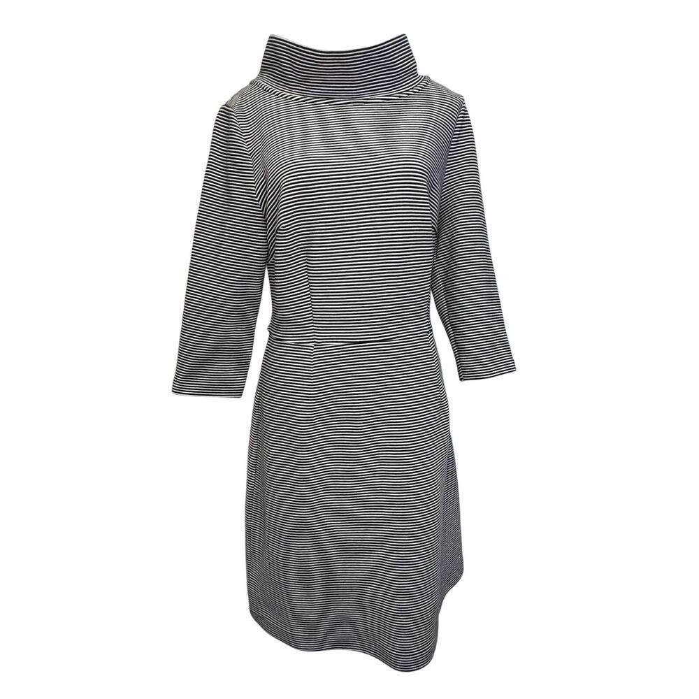 Boden Navy & White Striped Funnel Neck Dress – Size US 10R (UK 14R)